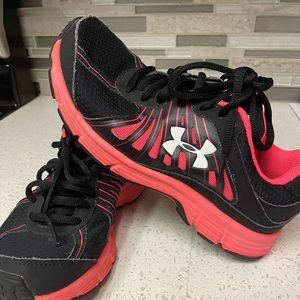 Under Armour running shoes- black and hot pink.